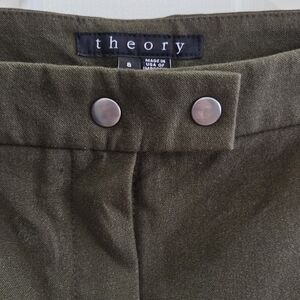 Theory Pants Womens 8 Green Adalwen Jetty Slim Leg Mid Rise Zip Pockets Career